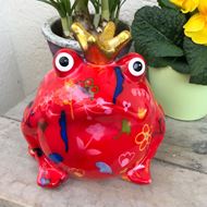 Bild von Cooler Keramik-Frosch in Rot, mit goldener Krone