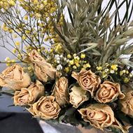 Trockenblumen Strauss mix "Yellow small mit Rosen"