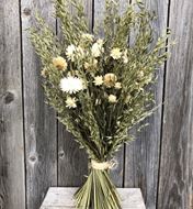 Bouquet natur Trockenblumenstrauss mit Strohblumen cremeweiss