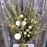 Bouquet natur Trockenblumenstrauss mit Strohblumen cremeweiss