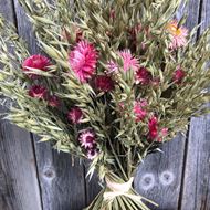 Bouquet natur Trockenblumenstrauss mit Strohblumen rosa