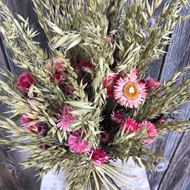 Bouquet natur Trockenblumenstrauss mit Strohblumen rosa