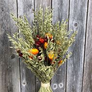 Bouquet natur Trockenblumenstrauss mit Strohblumen rotorange