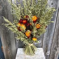 Bouquet natur Trockenblumenstrauss mit Strohblumen rotorange