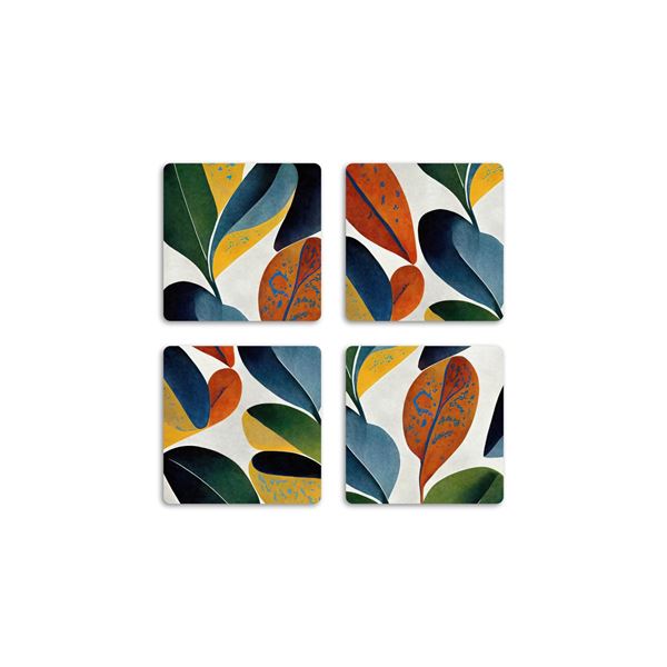 Image sur Dessous de verre en placage de bouleau "Leaves", set de 4