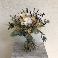 Trockenblumen Bouquet "Creme" mit Baumwolle - Eukalyptus & Lavendel