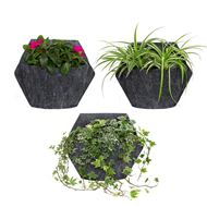 3 Pack Wall Planters; gray planter; gray textile cover