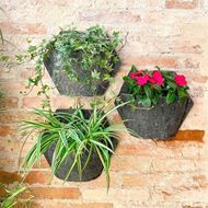 3 Pack Wall Planters; white planter; gray textile cover